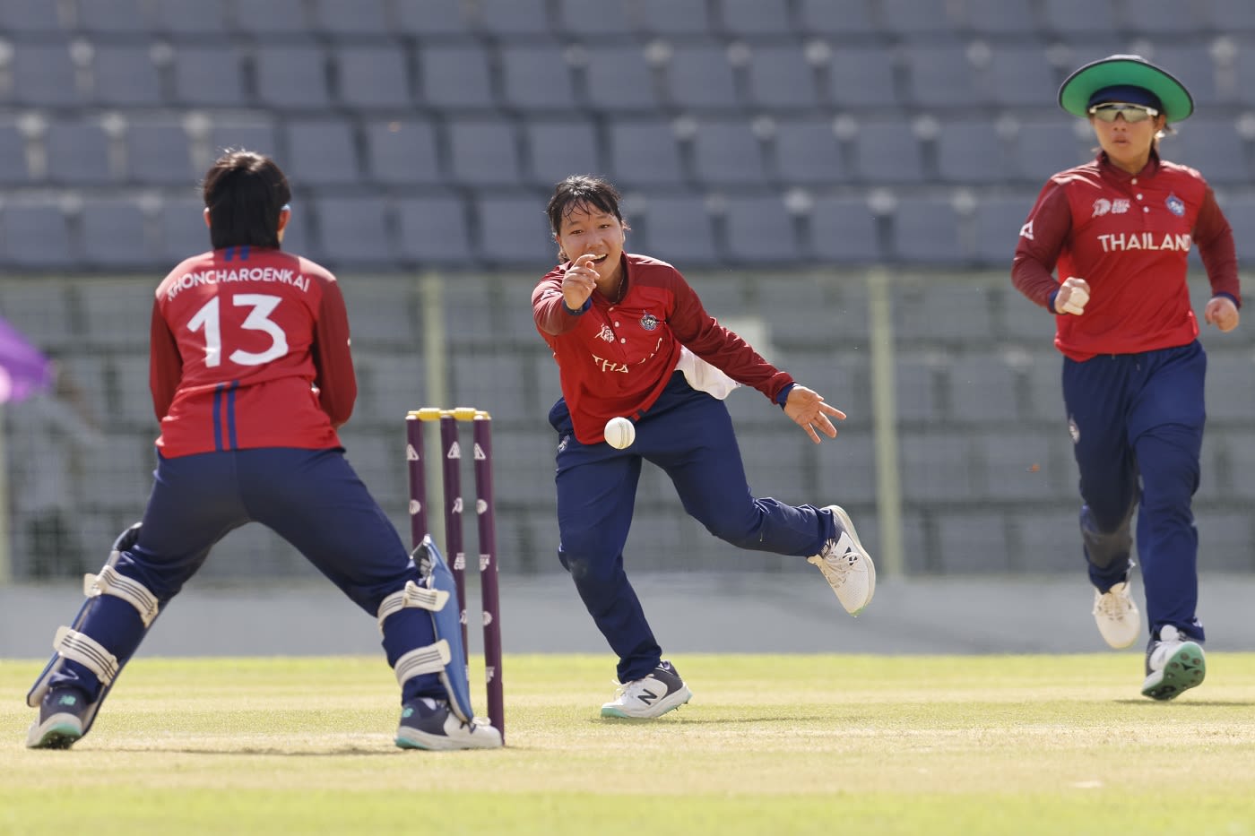 Phannita Maya looks to complete a run out