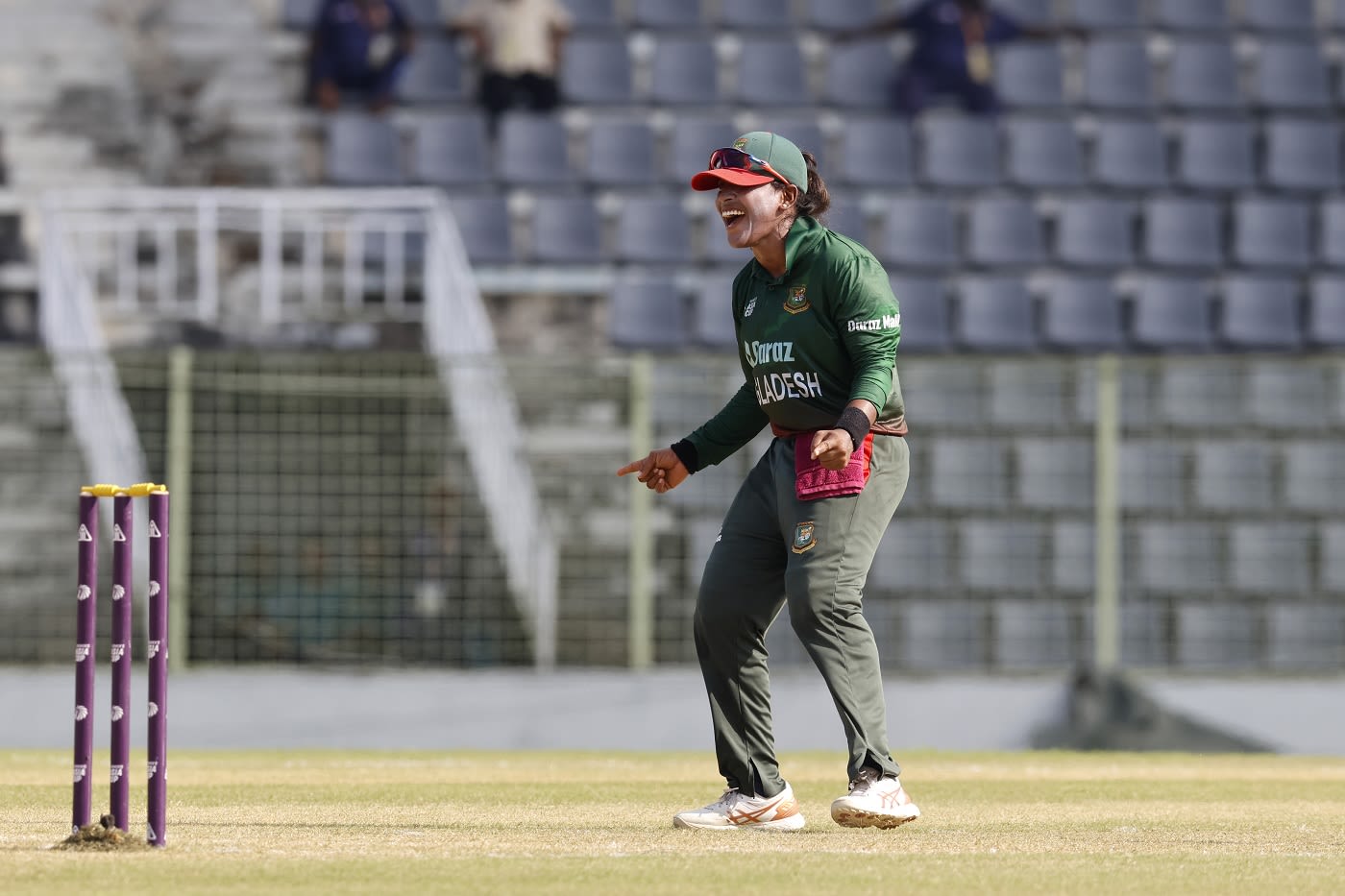 Rumana Ahmed got one to dip and turn to bowl Kiran Navgire