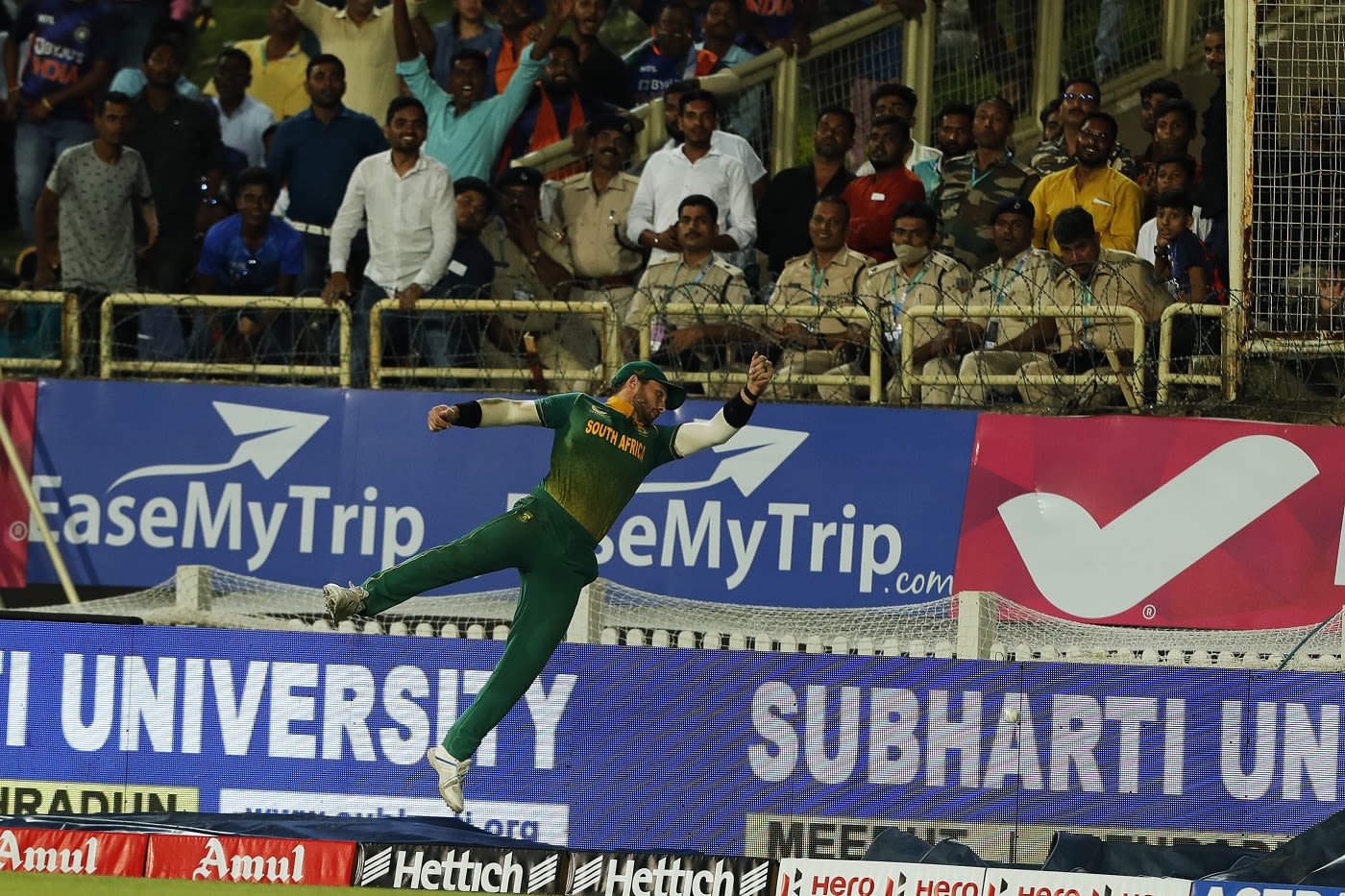 Janneman Malan tries to put in a dive to stop a six