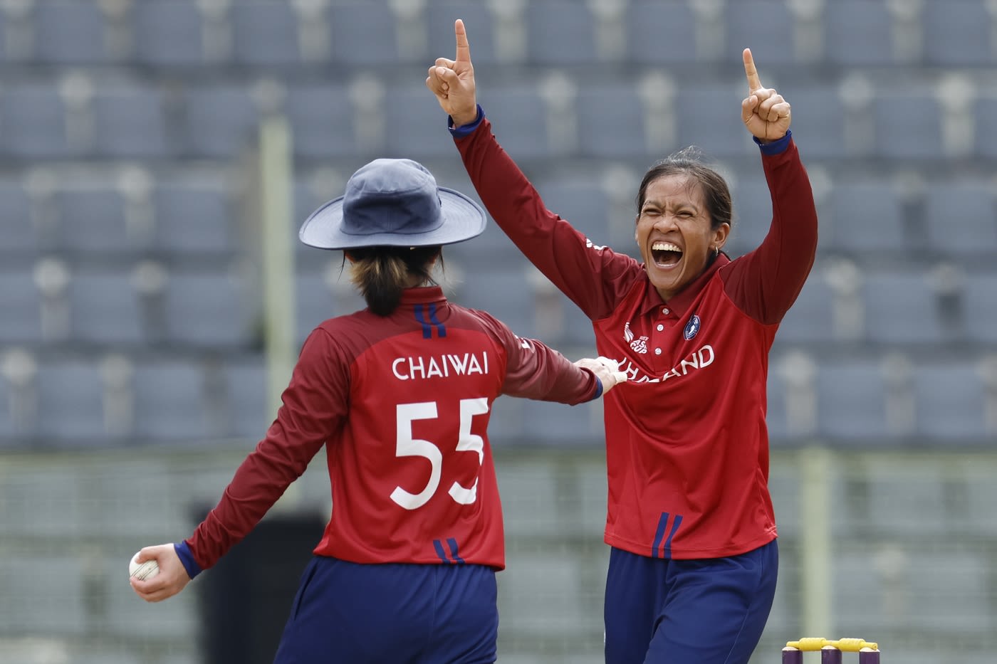 Sornnarin Tippoch is all smiles after getting rid of Shafali Verma