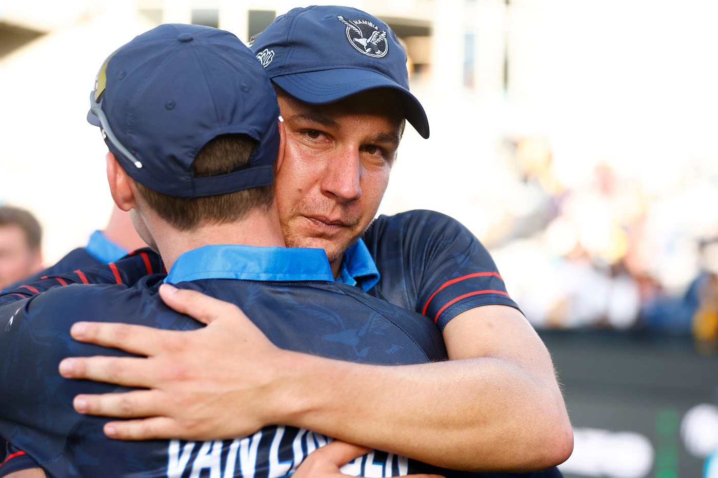 JJ Smit celebrates Namibia's famous win over Sri Lanka