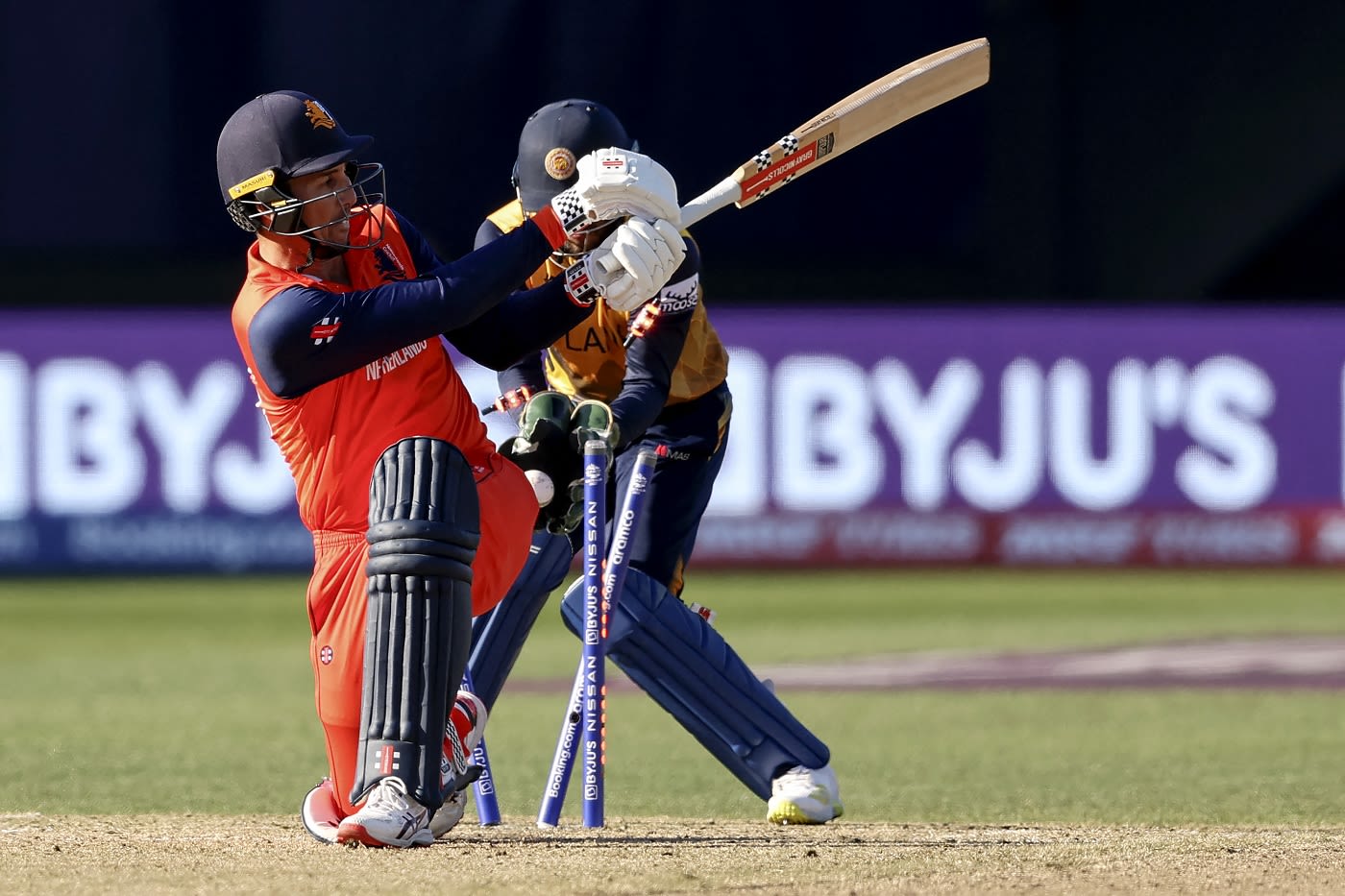 Tom Cooper is bowled by Maheesh Theekshana