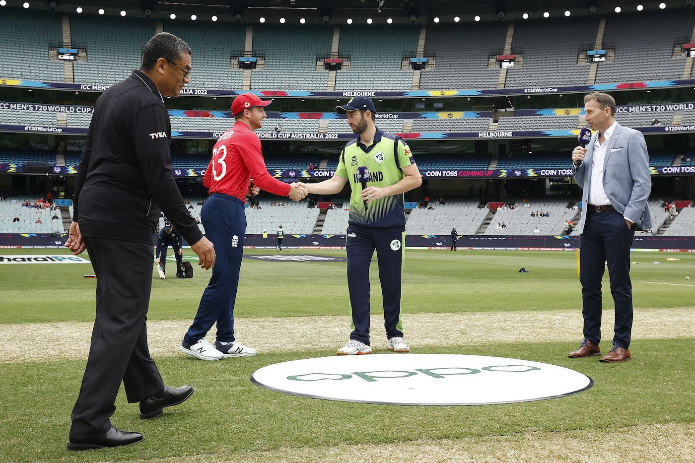 Andy Balbirnie and Jos Buttler at the toss