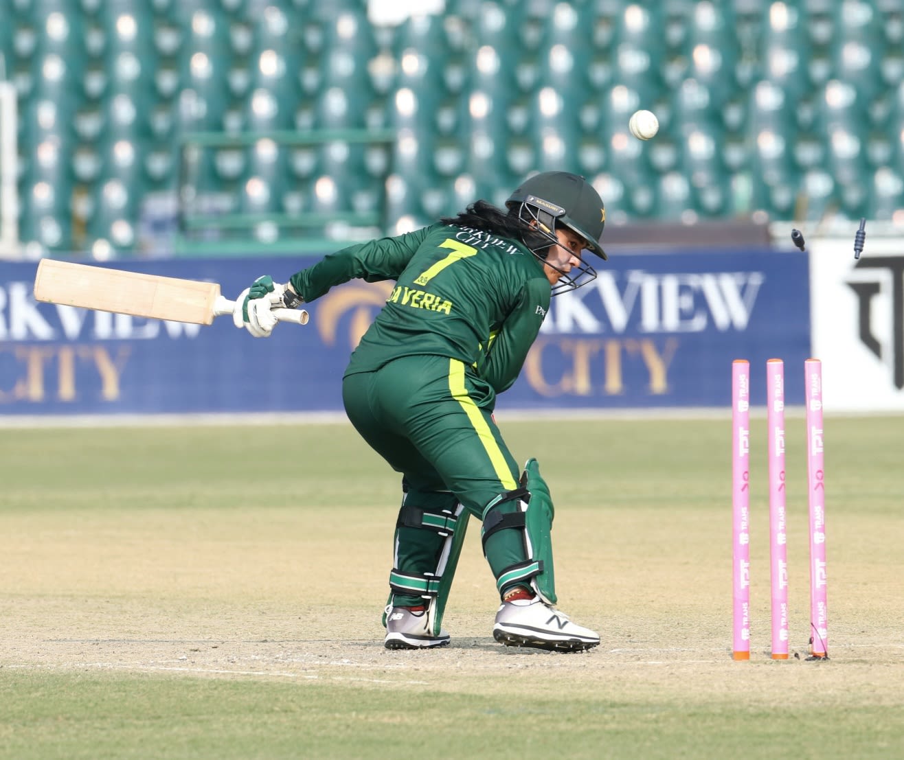Javeria Khan chops one onto her stumps