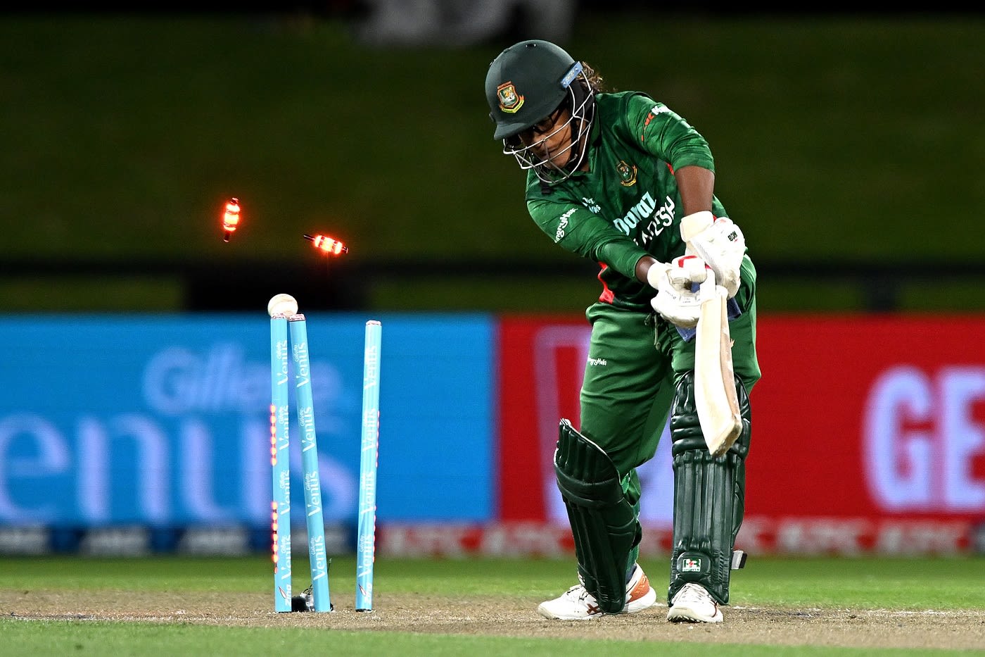 Rumana Ahmed loses shape - of her stance, and her stumps