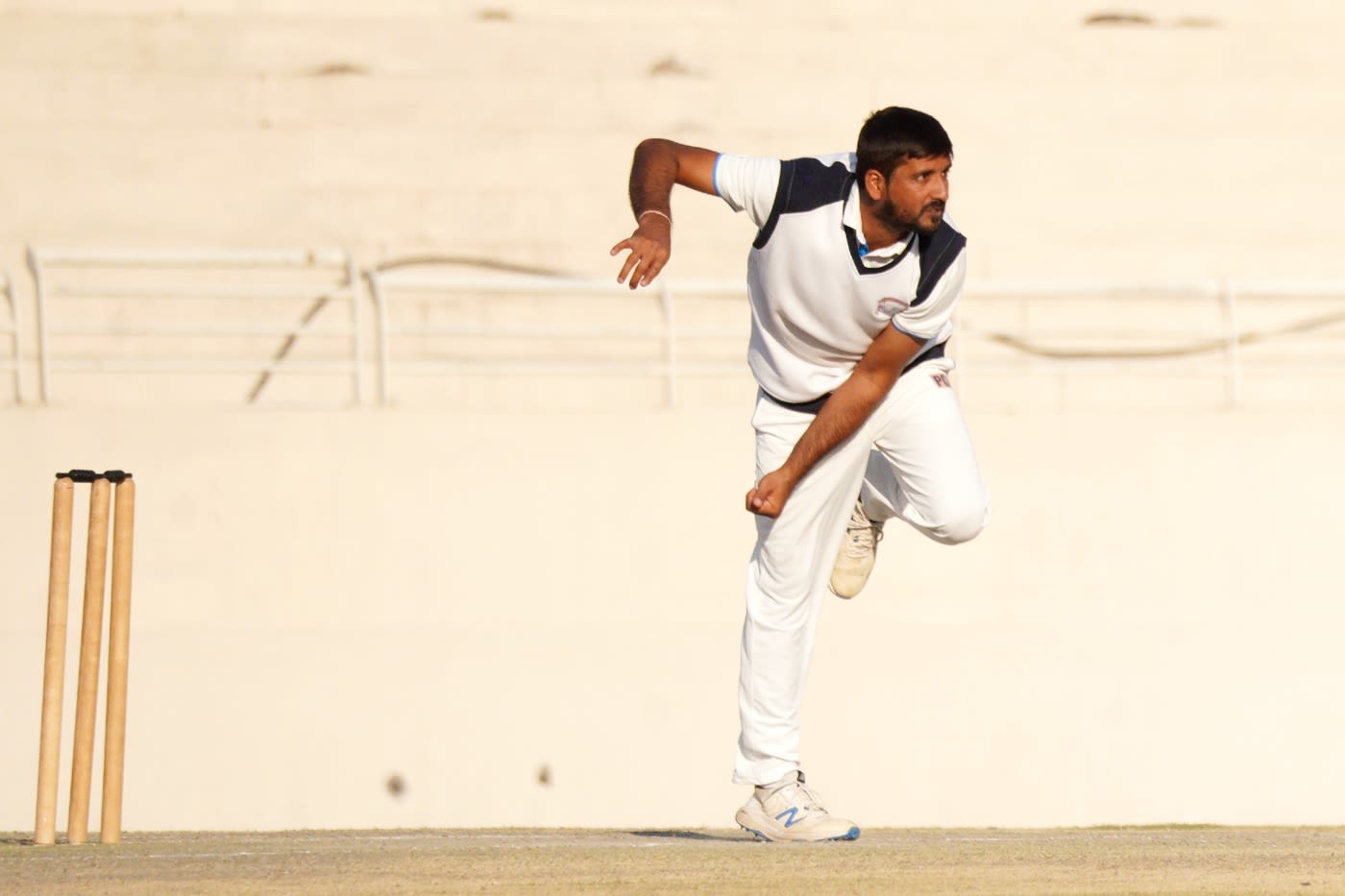 Vinay Choudhary sends one down
