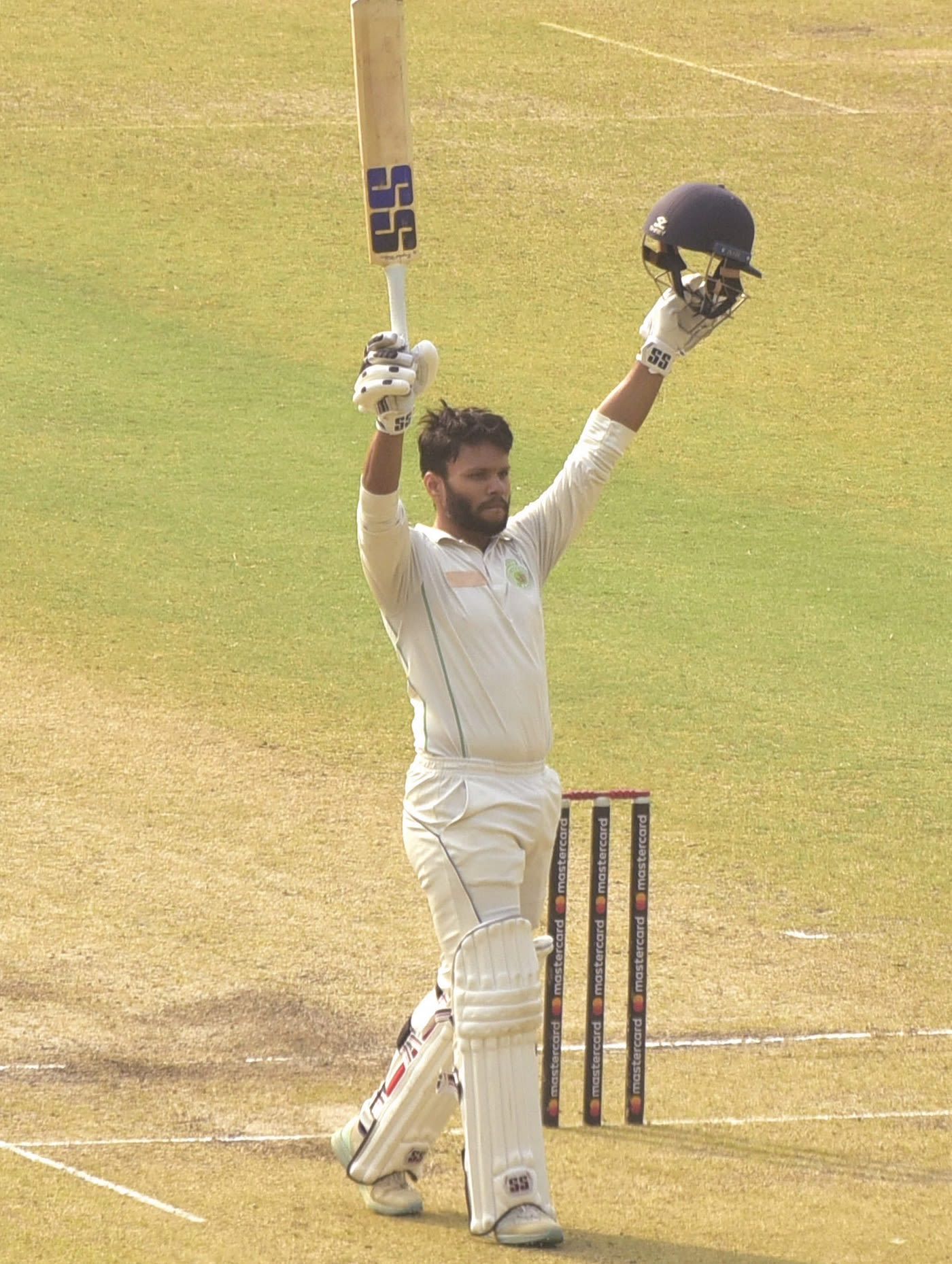 Rishav Das celebrates his century