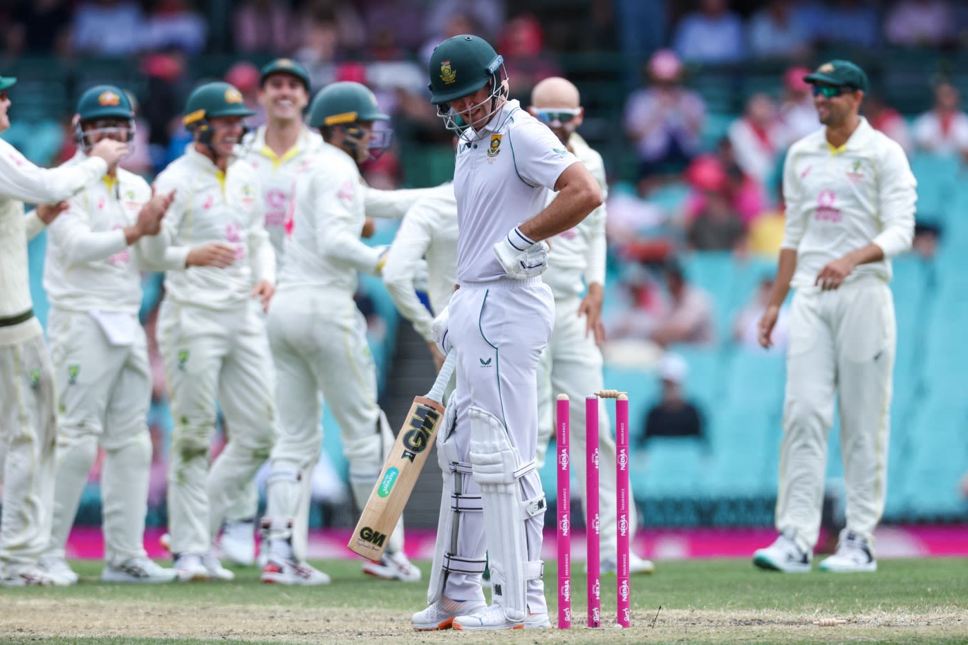 Sarel Erwee was bowled after shouldering arms
