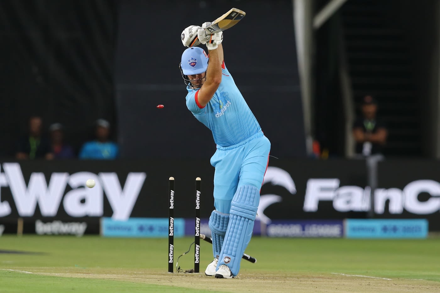 Theunis de Bruyn's stumps are shattered