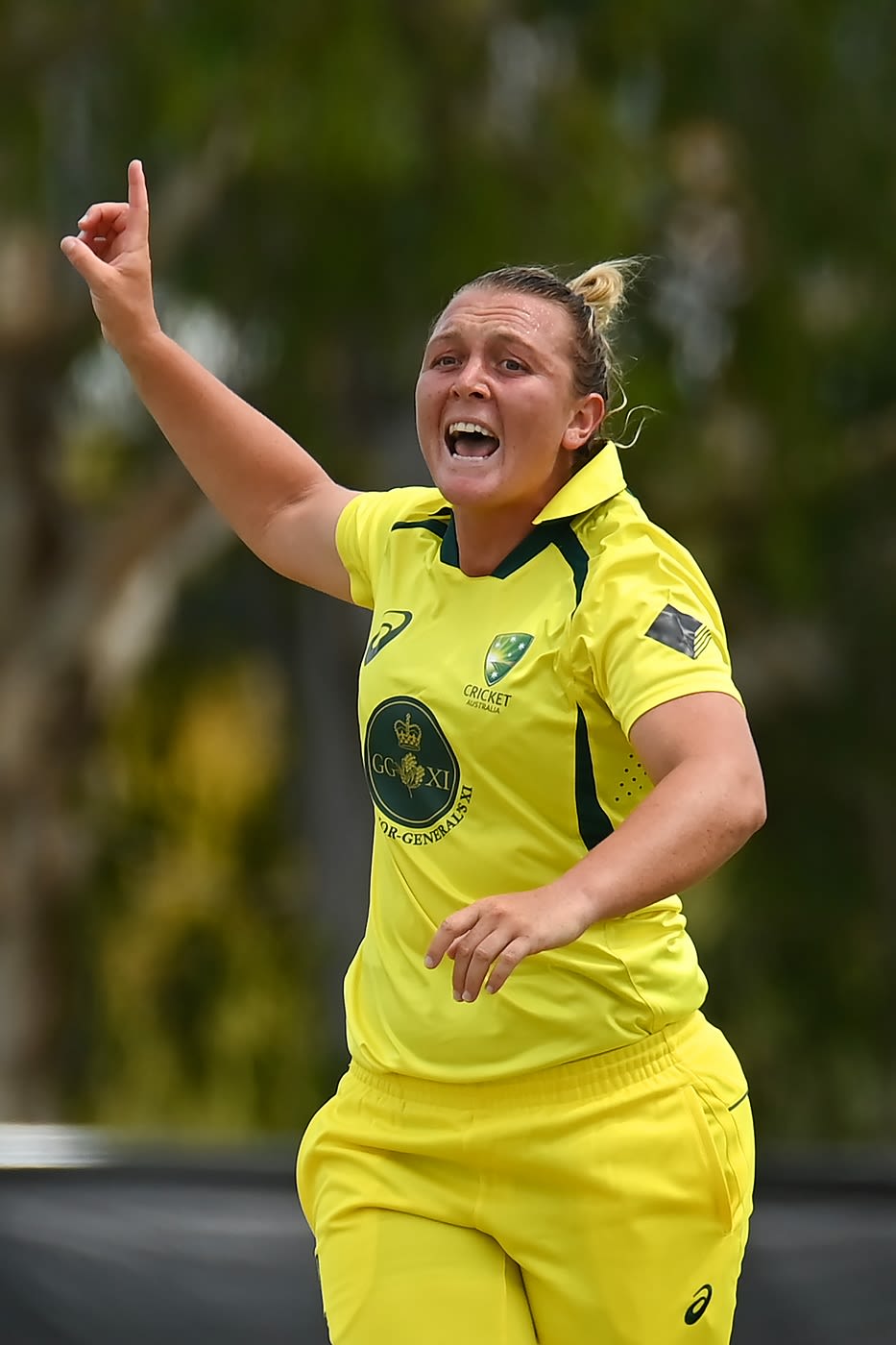 Nicola Hancock appeals for a wicket in the tour game against Pakistan