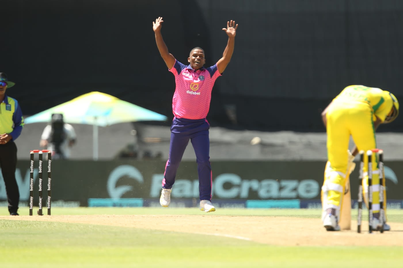 Ferisco Adams celebrates after cleaning up Alzarri Joseph