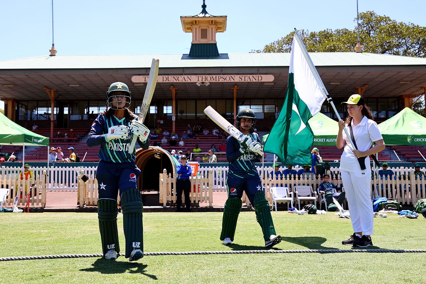 Muneeba Ali and Javeria Khan prepare to open the innings
