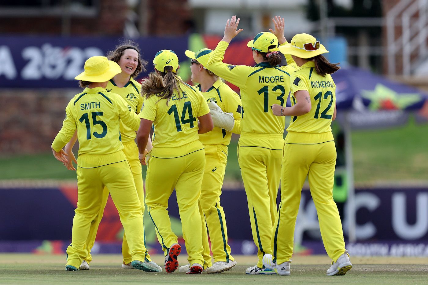 Maggie Clark celebrates with her team-mates