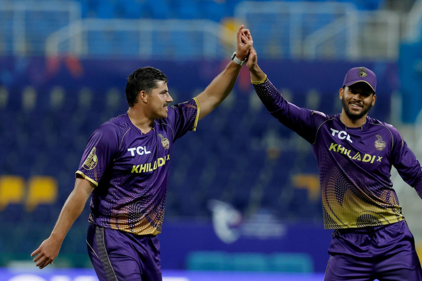 Marchant de Lange and Brandon King celebrate