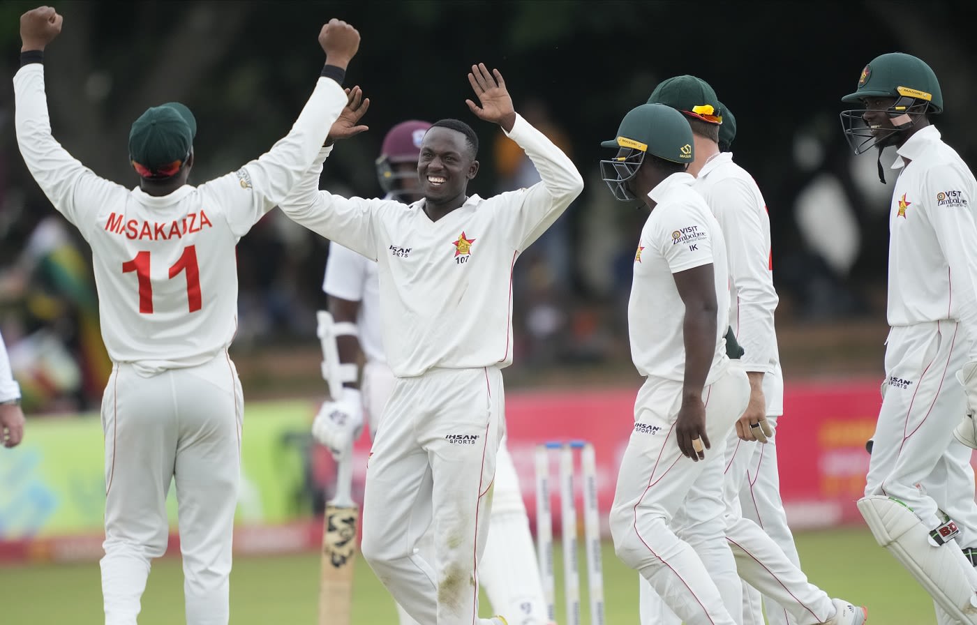 Brandon Mavuta celebrates a wicket