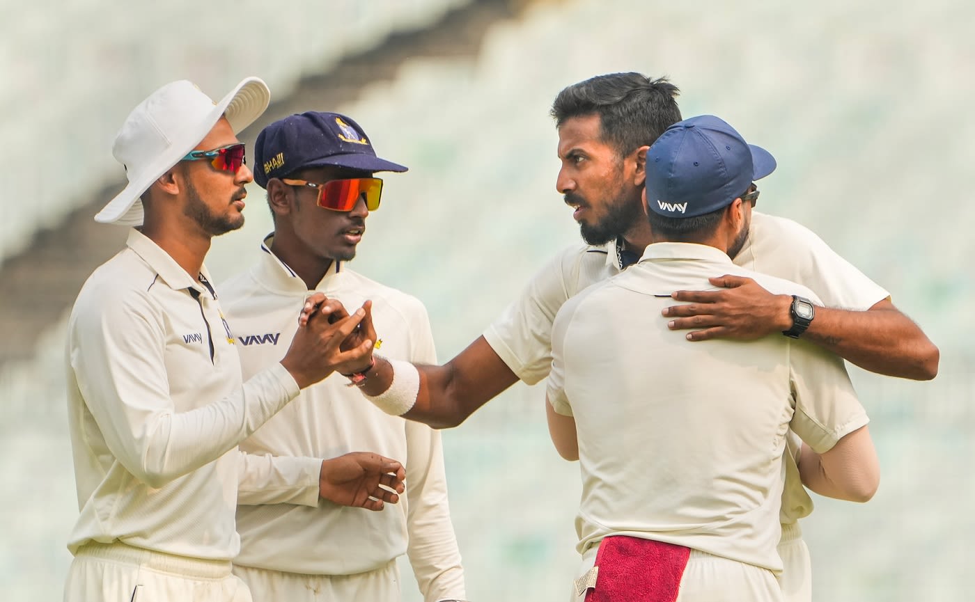 Ishan Porel celebrates a wicket