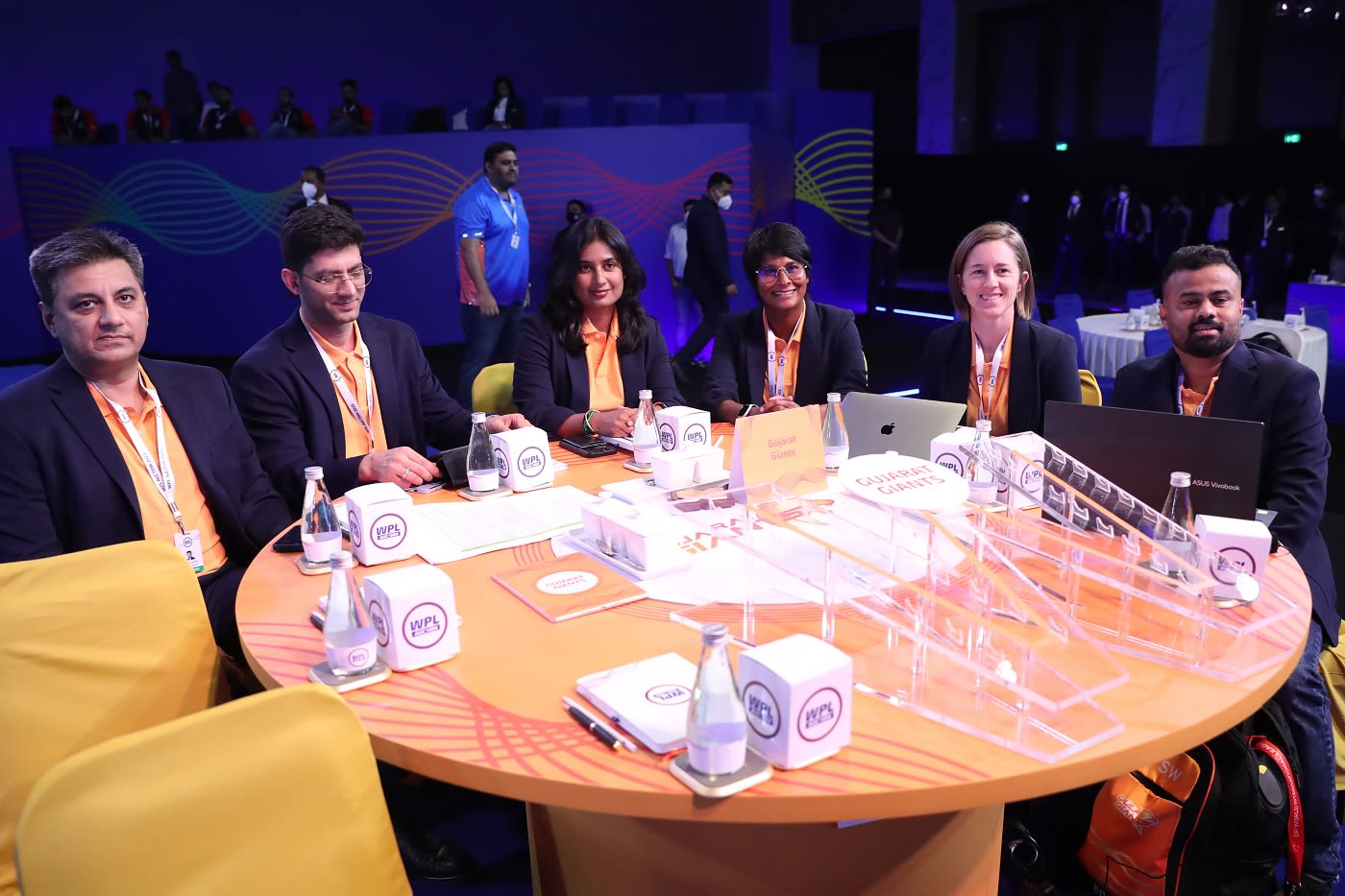 The Gujarat Giants contingent during the WPL auction