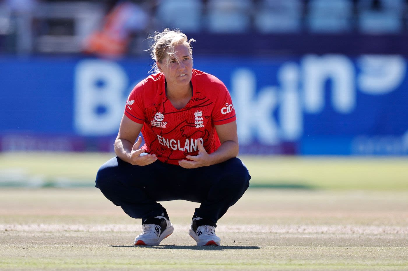 Katherine Sciver-Brunt shows her frustration in a wicketless spell