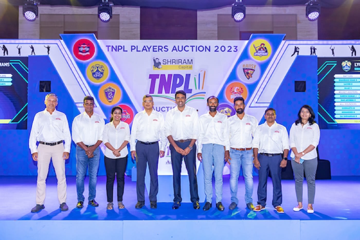D Vasu, M Venkataramana, R Ashwin, VRS Guru Kedarnath and Rajhamany Srinivasan represented Dindigul Dragons at the inaugural TNPL auction