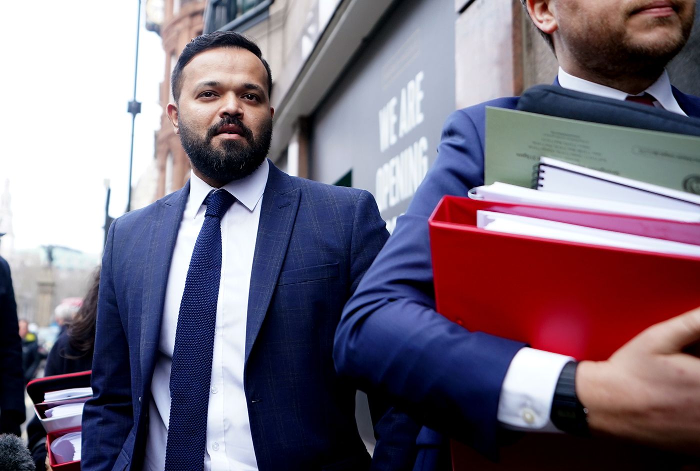 Azeem Rafiq arrives at the International Arbitration Centre in London