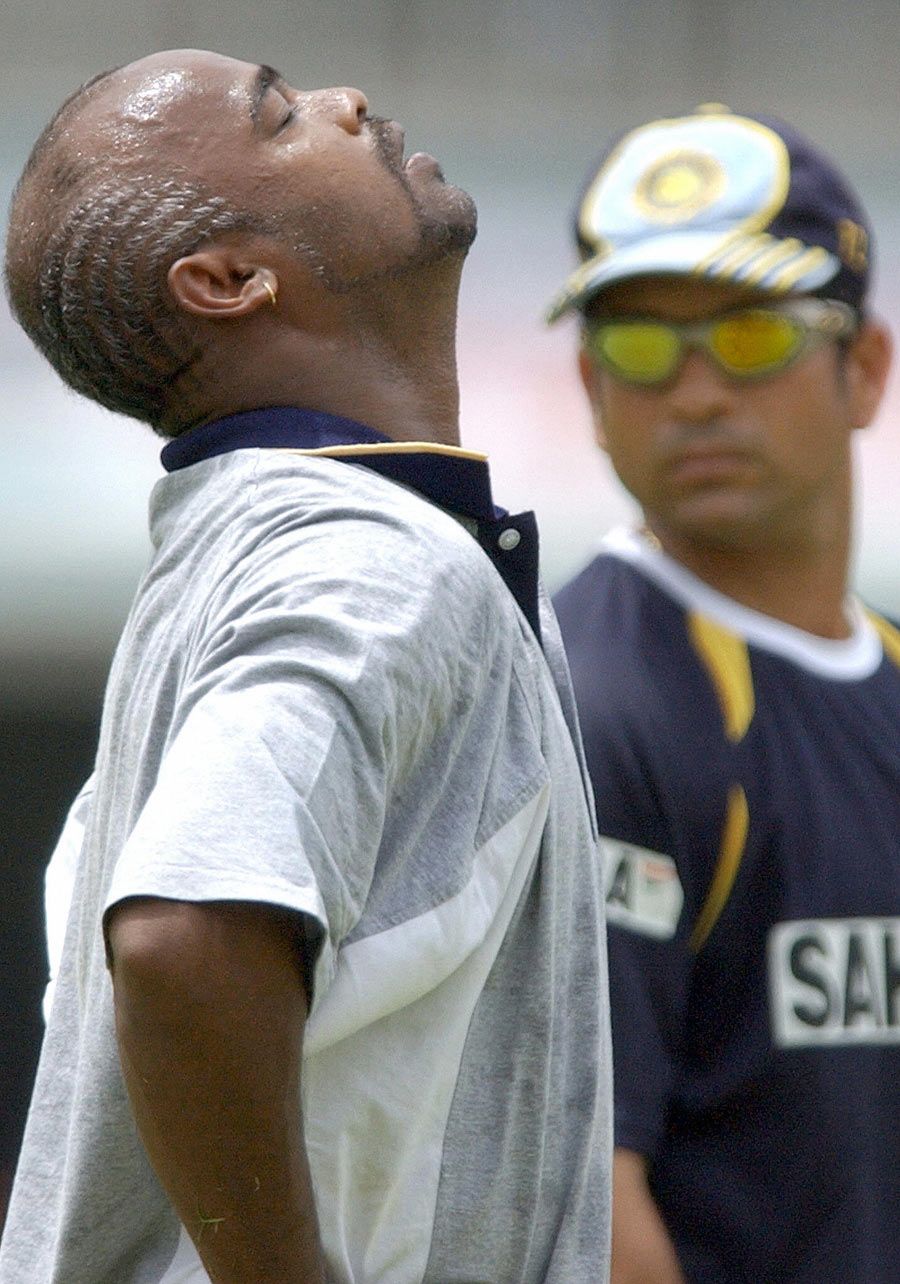 Vinod Kambli and Sachin Tendulkar on the eve of the Irani Trophy match