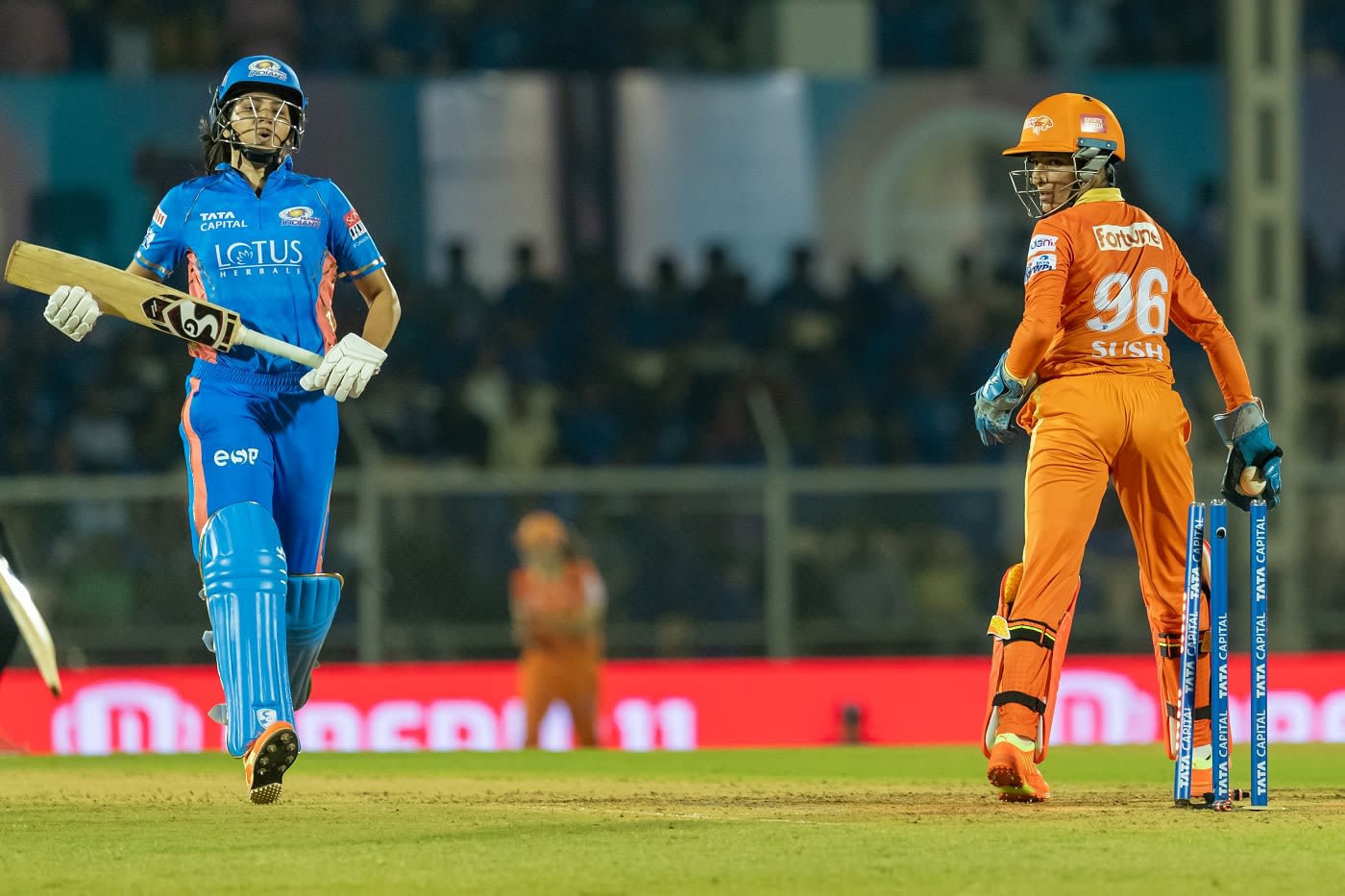 Sushma Verma whips the bails off to run Yastika Bhatia out