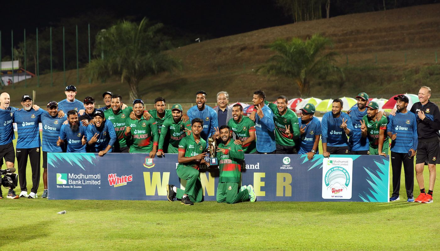 Bangladesh's team celebrate after completing a 2-0 series win