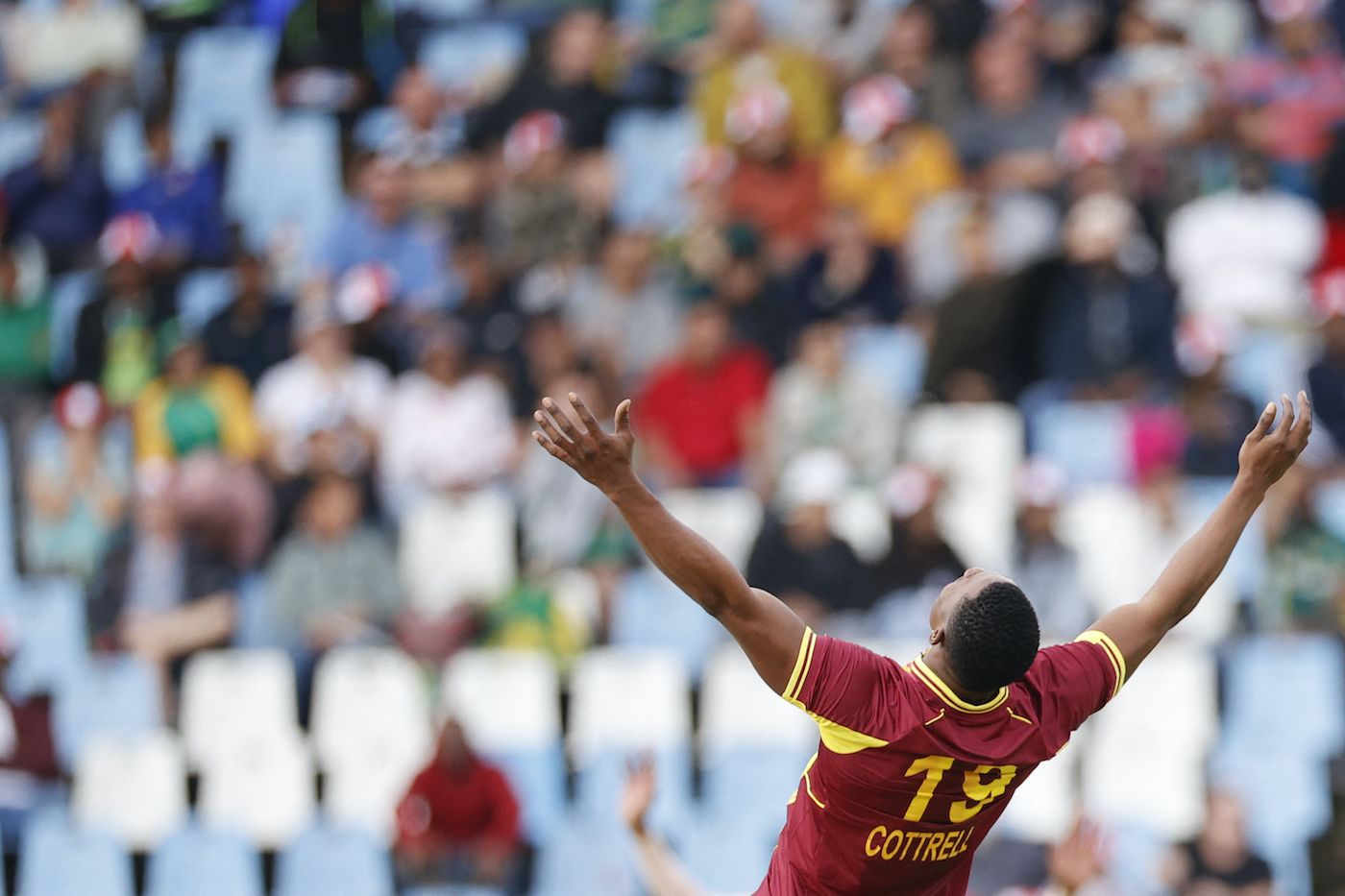 Sheldon Cottrell performs his trademark celebration