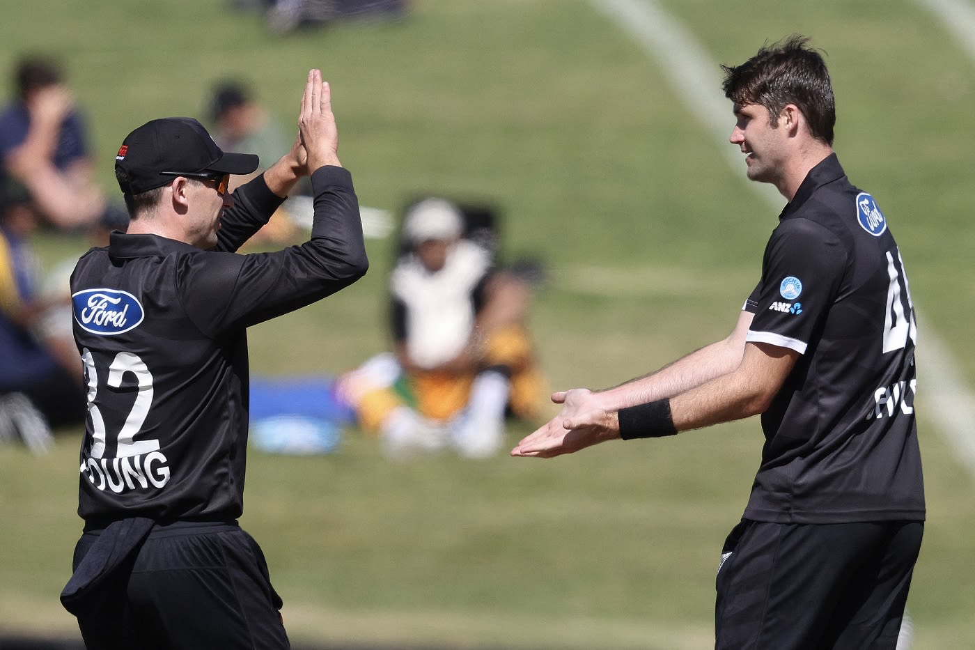Henry Shipley celebrates after dismissing Angelo Mathews