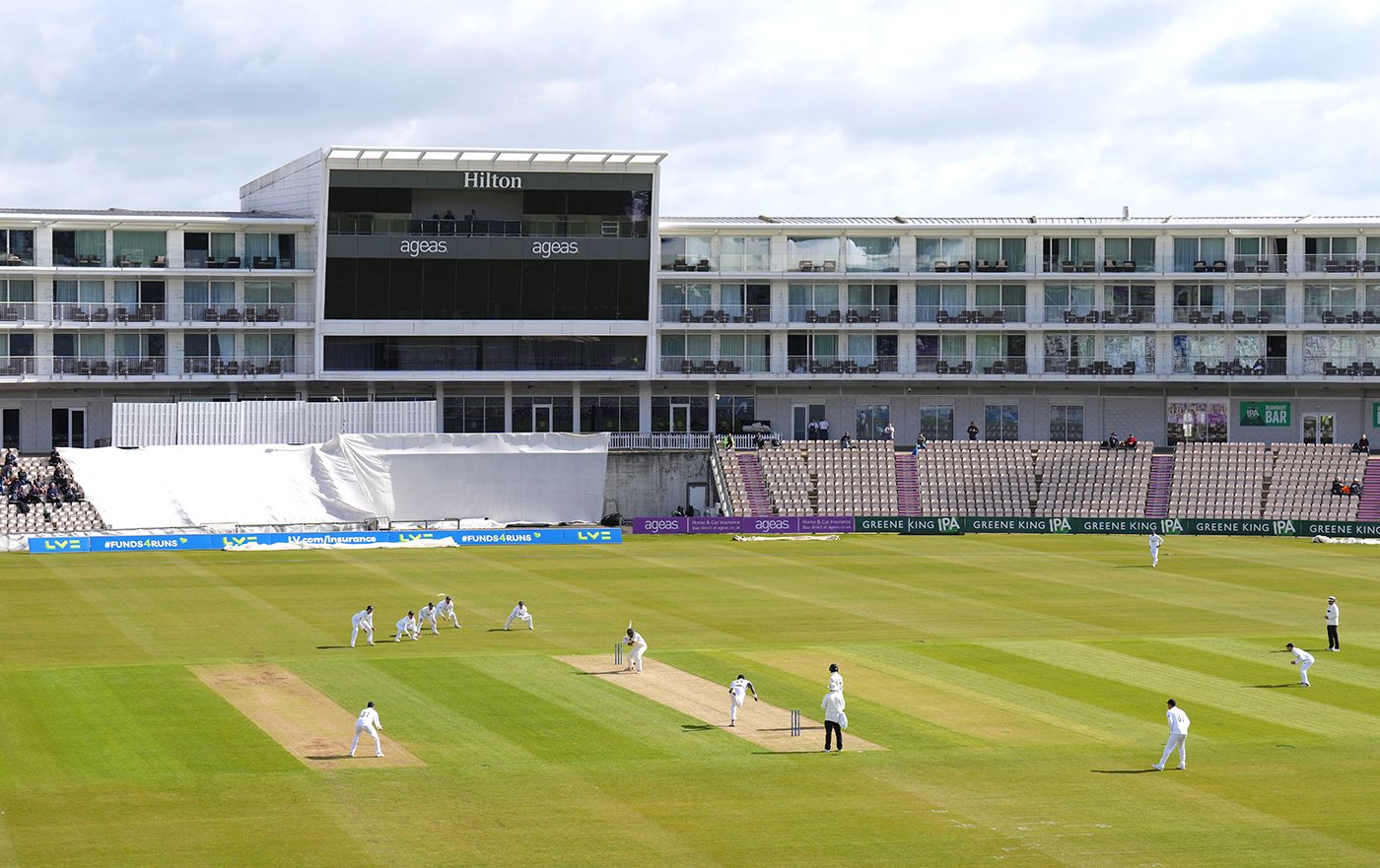 Keith Barker bowls on the opening morning of the season