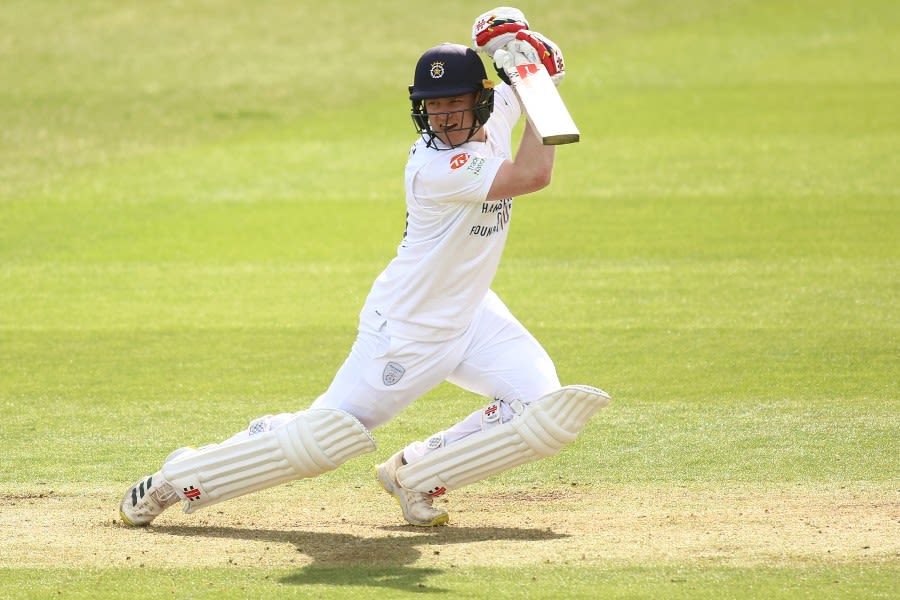 Ben Brown drives on his way to 95 against Surrey 