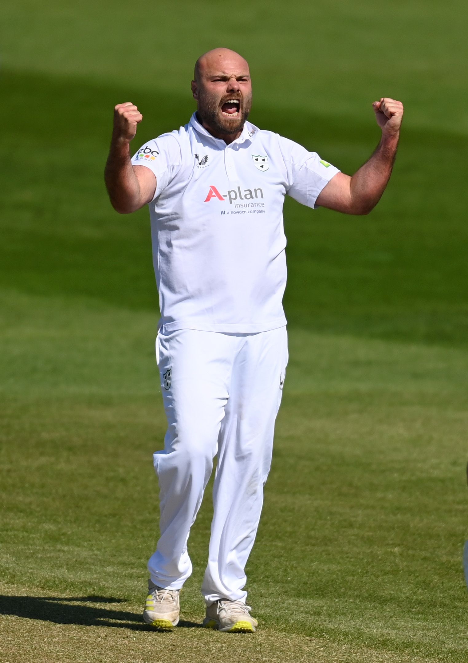 Joe Leach roars in celebration
