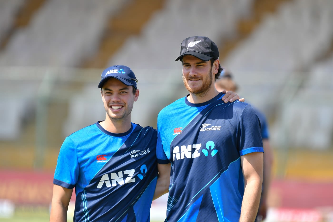 Mark Chapman poses with Ben Lister, who received his ODI cap