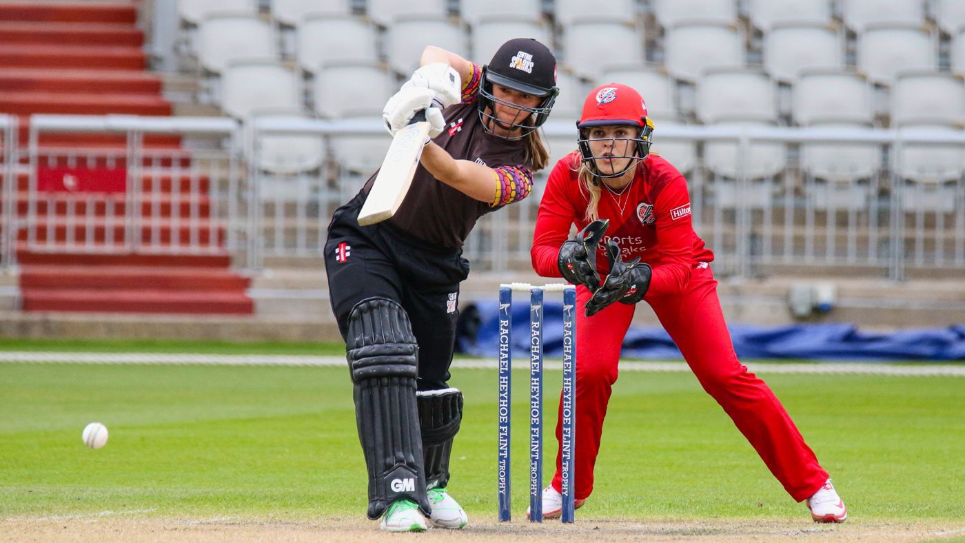 Central Sparks captain Eve Jones drives down the ground during her half-century