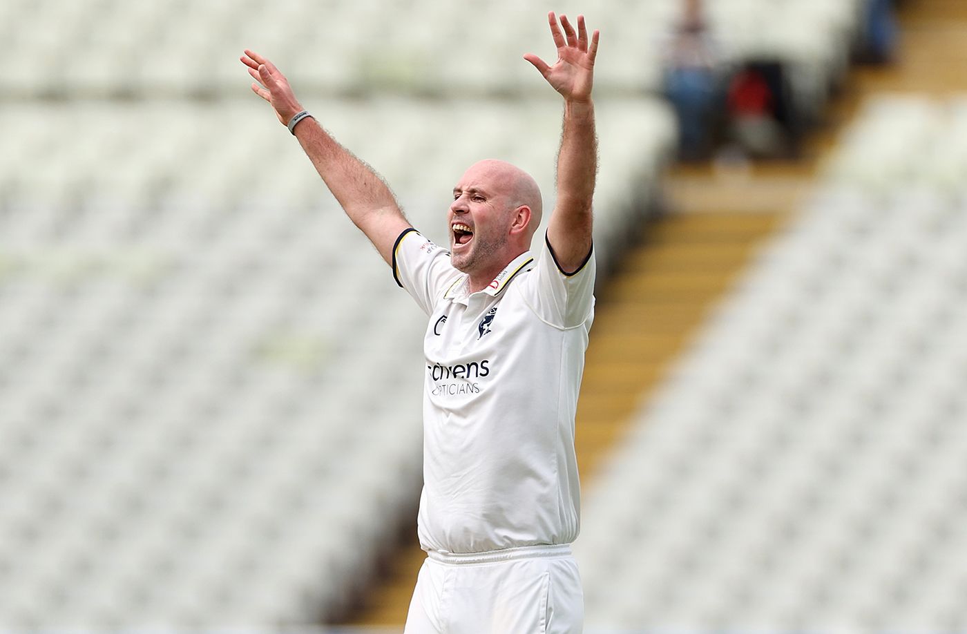 Chris Rushworth celebrates a wicket