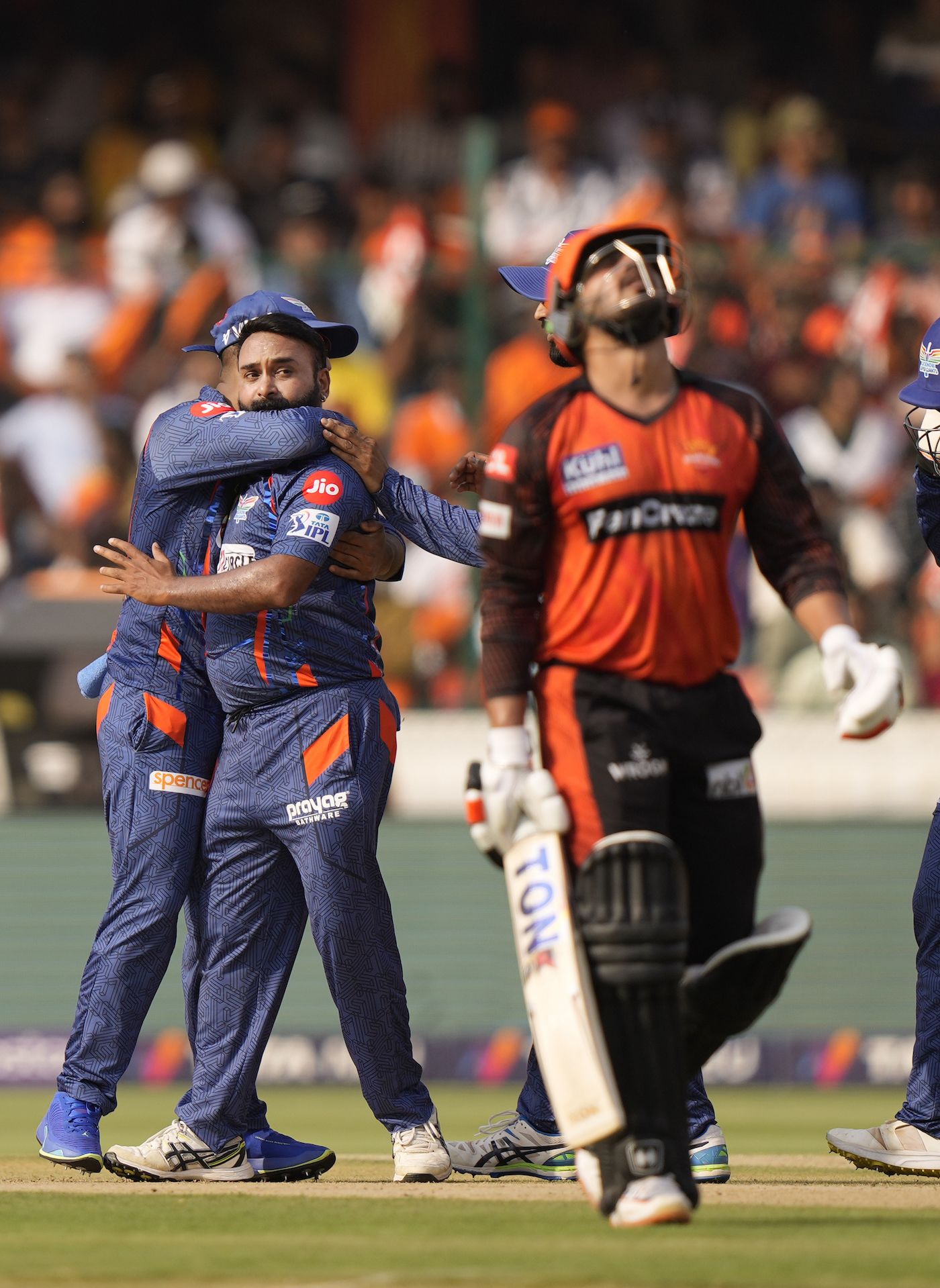 Amit Mishra sent Anmolpreet Singh back caught and bowled