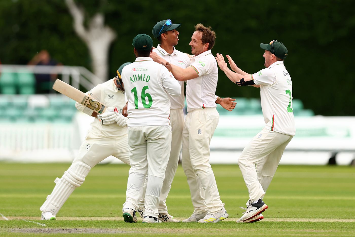 Josh Davey celebrates a wicket