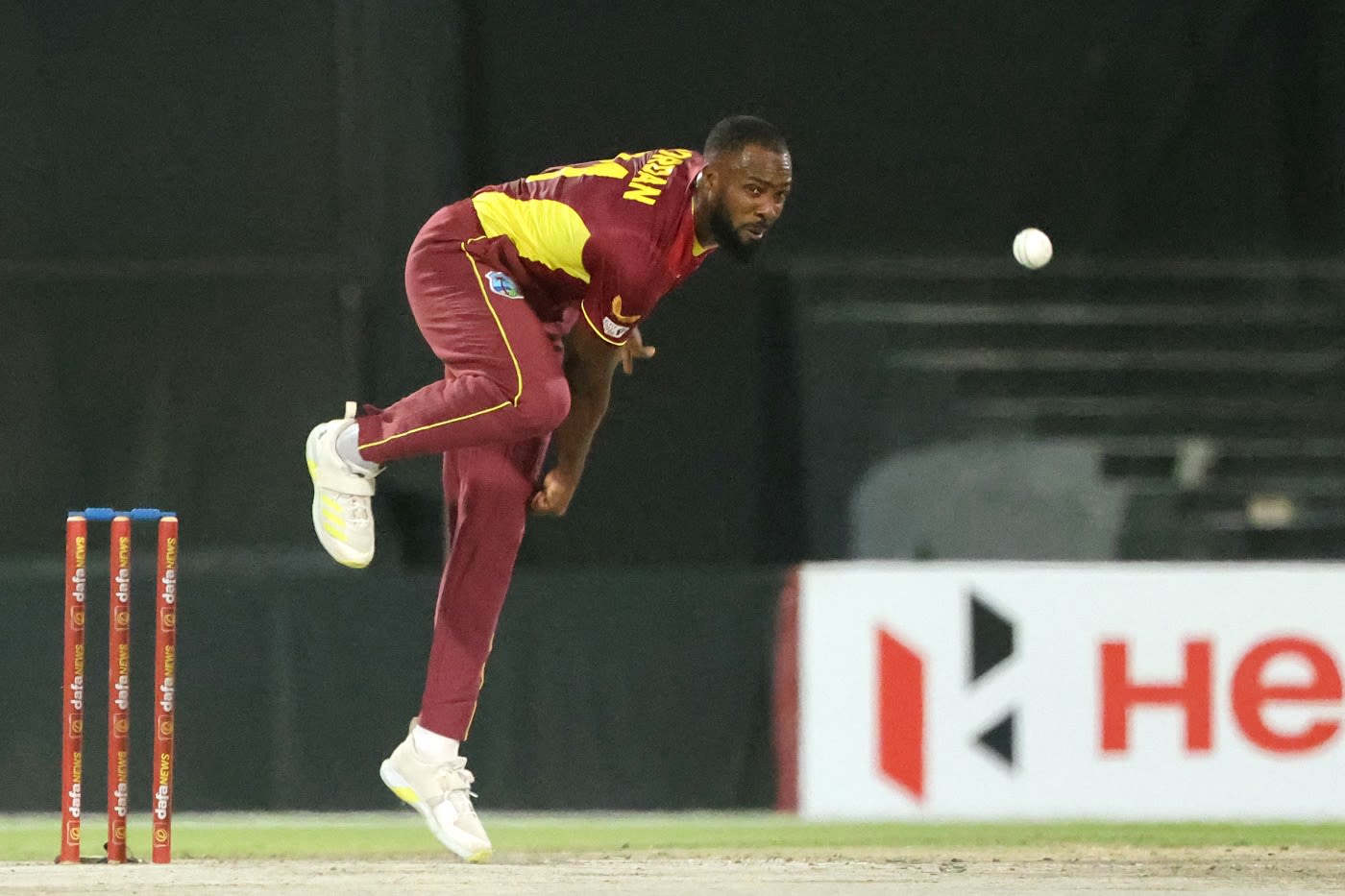 Akeem Jordan picked up his first wicket when he removed Muhammad Waseem