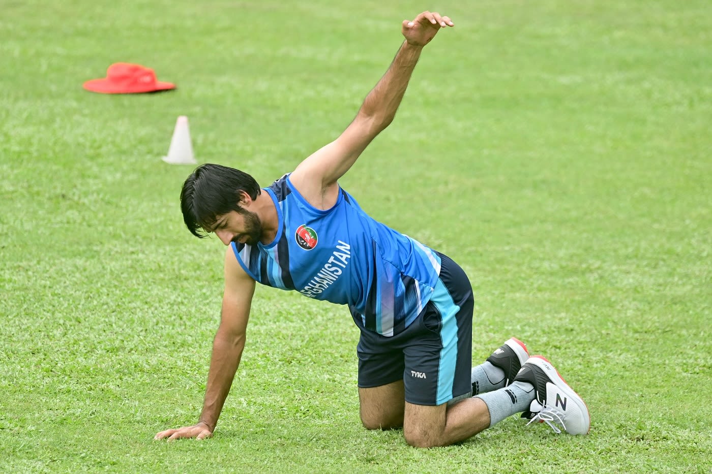 Karim Janat trains ahead of the one-off Test against Bangladesh