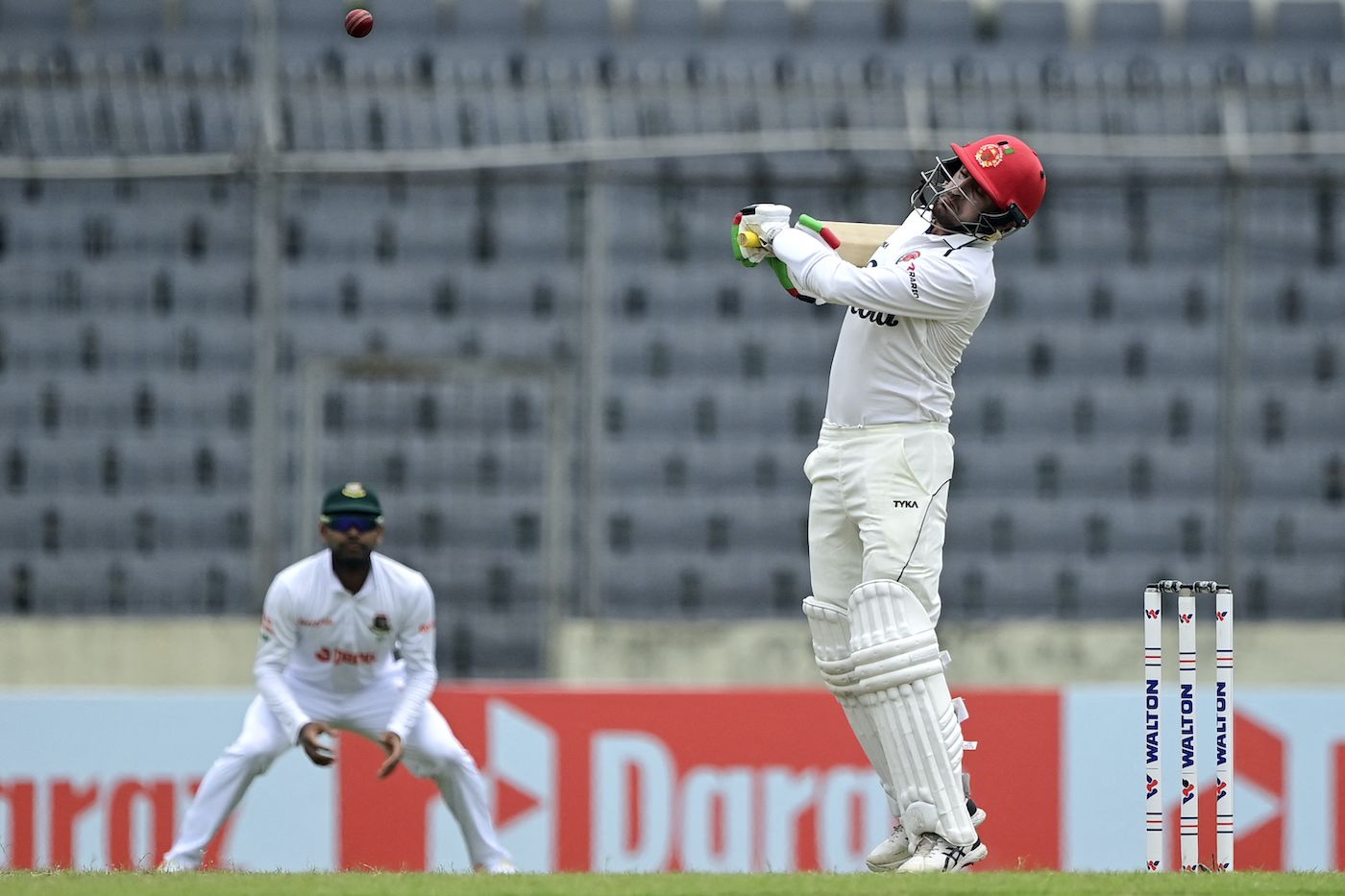 Nasir Jamal sways away to let the ball go