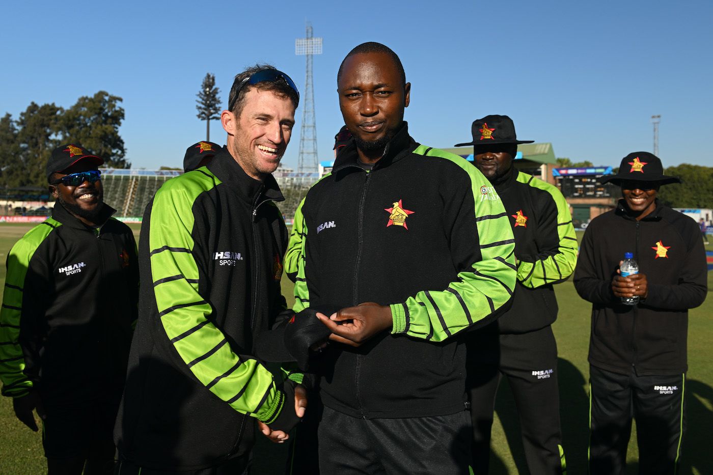 Tendai Chatara presents Sean Williams' 150th ODI cap