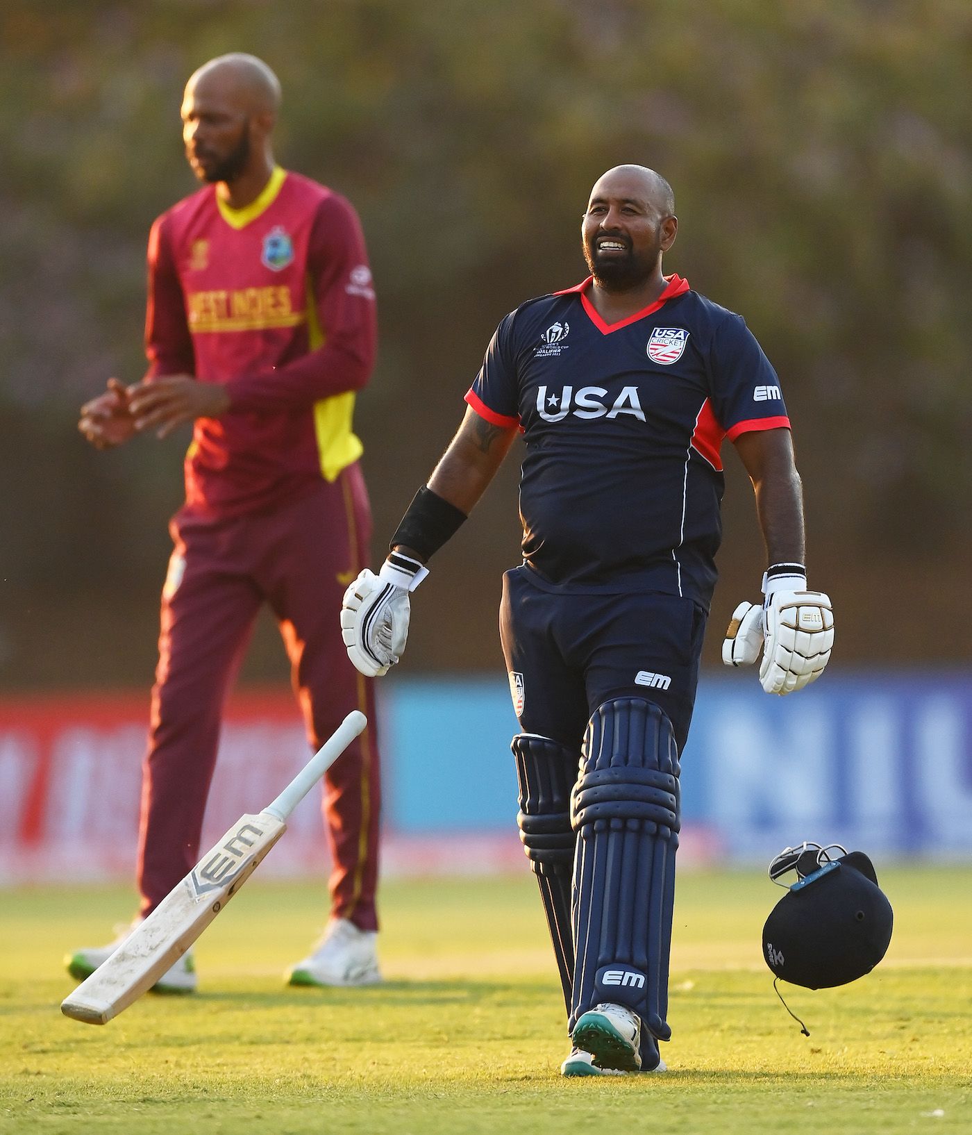 Gajanand Singh runs across for his maiden ODI century