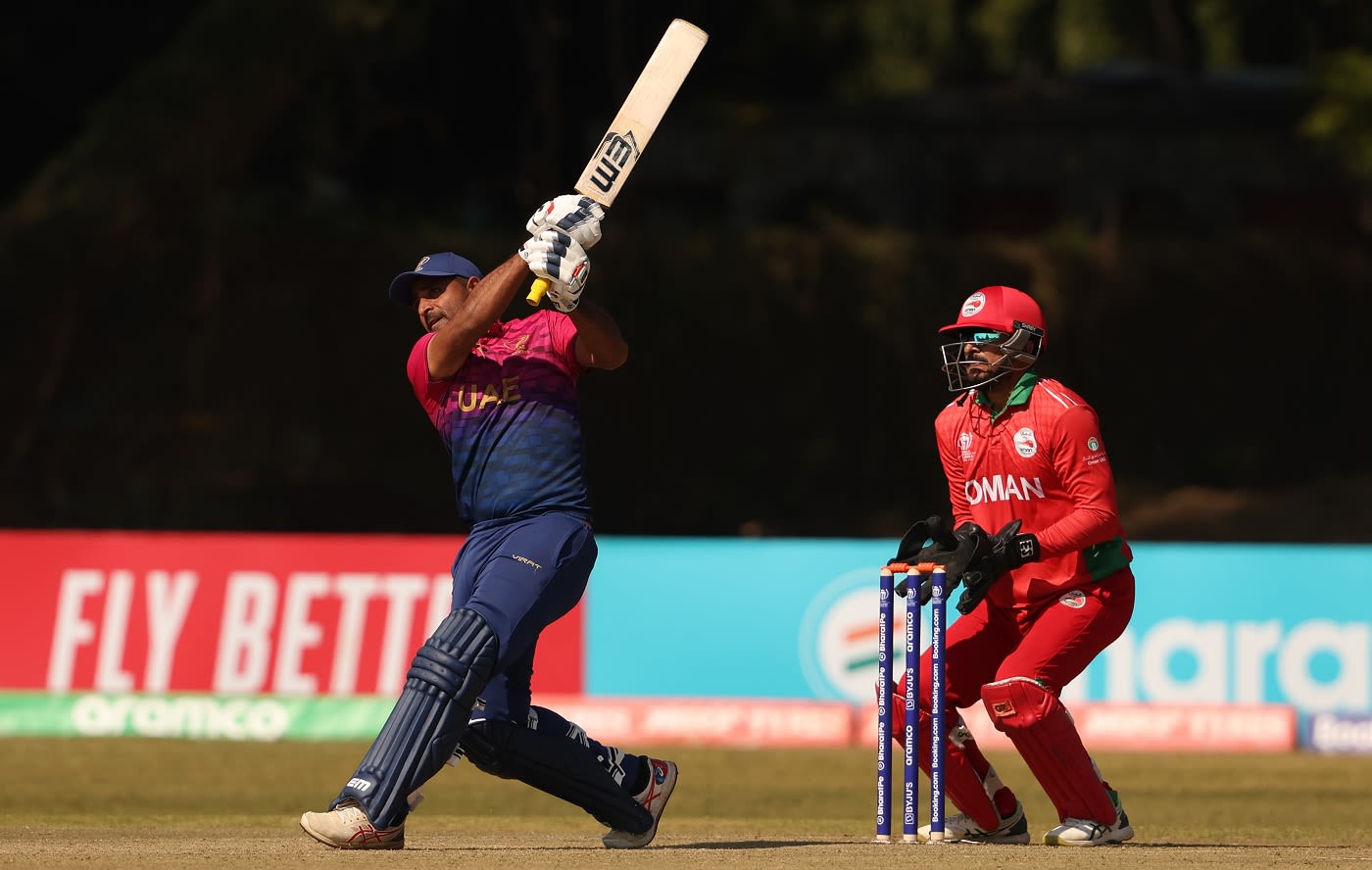 Asif Khan swings one away