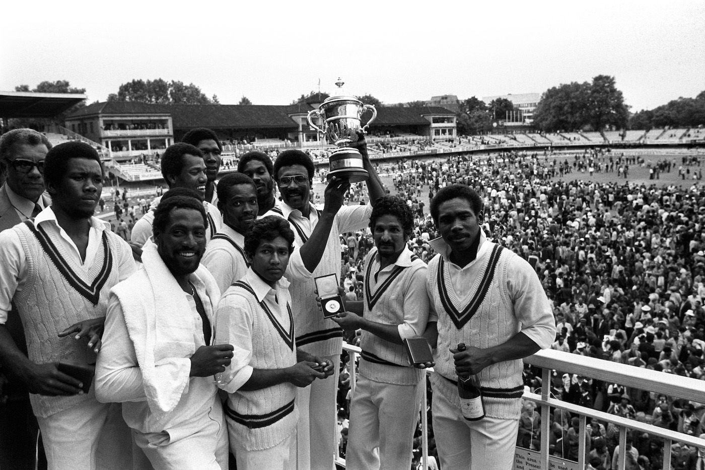West Indies with the World Cup trophy