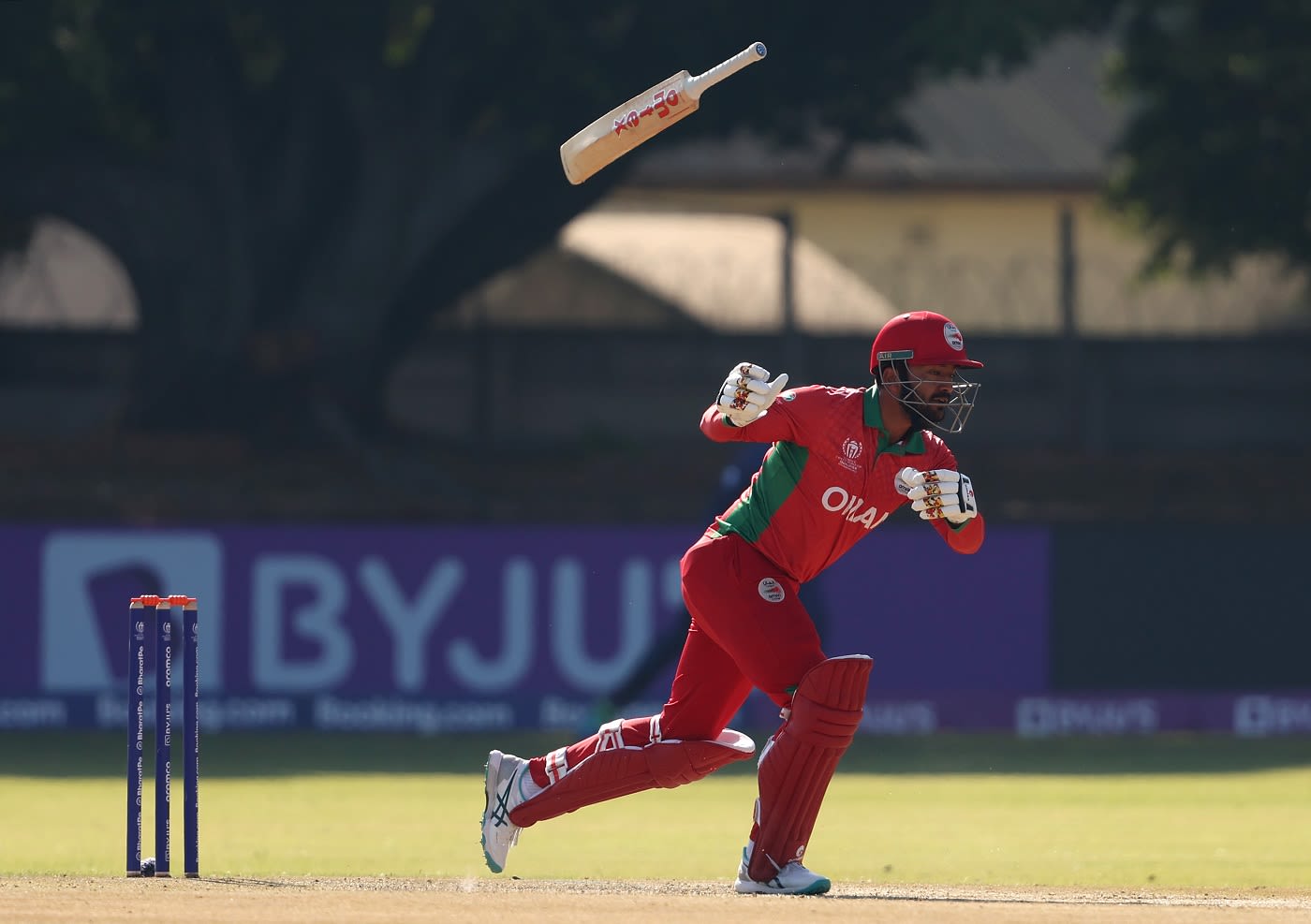 Ayaan Khan lets go of his bat