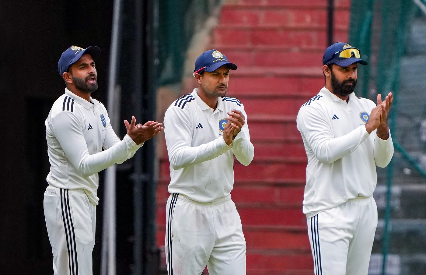 Mayank Agarwal, R Samarth and Hanuma Vihari got behind the bowlers