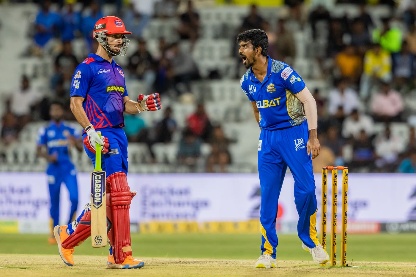 M Ashwin lets out a roar after dismissing Tushar Raheja with a wrong'un