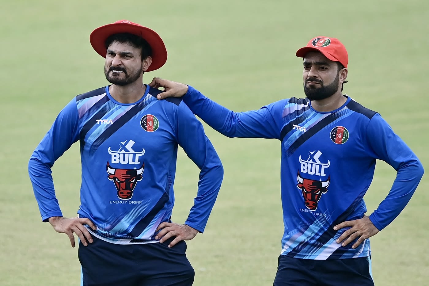 Rashid Khan trains with bowling coach Hamid Hassan