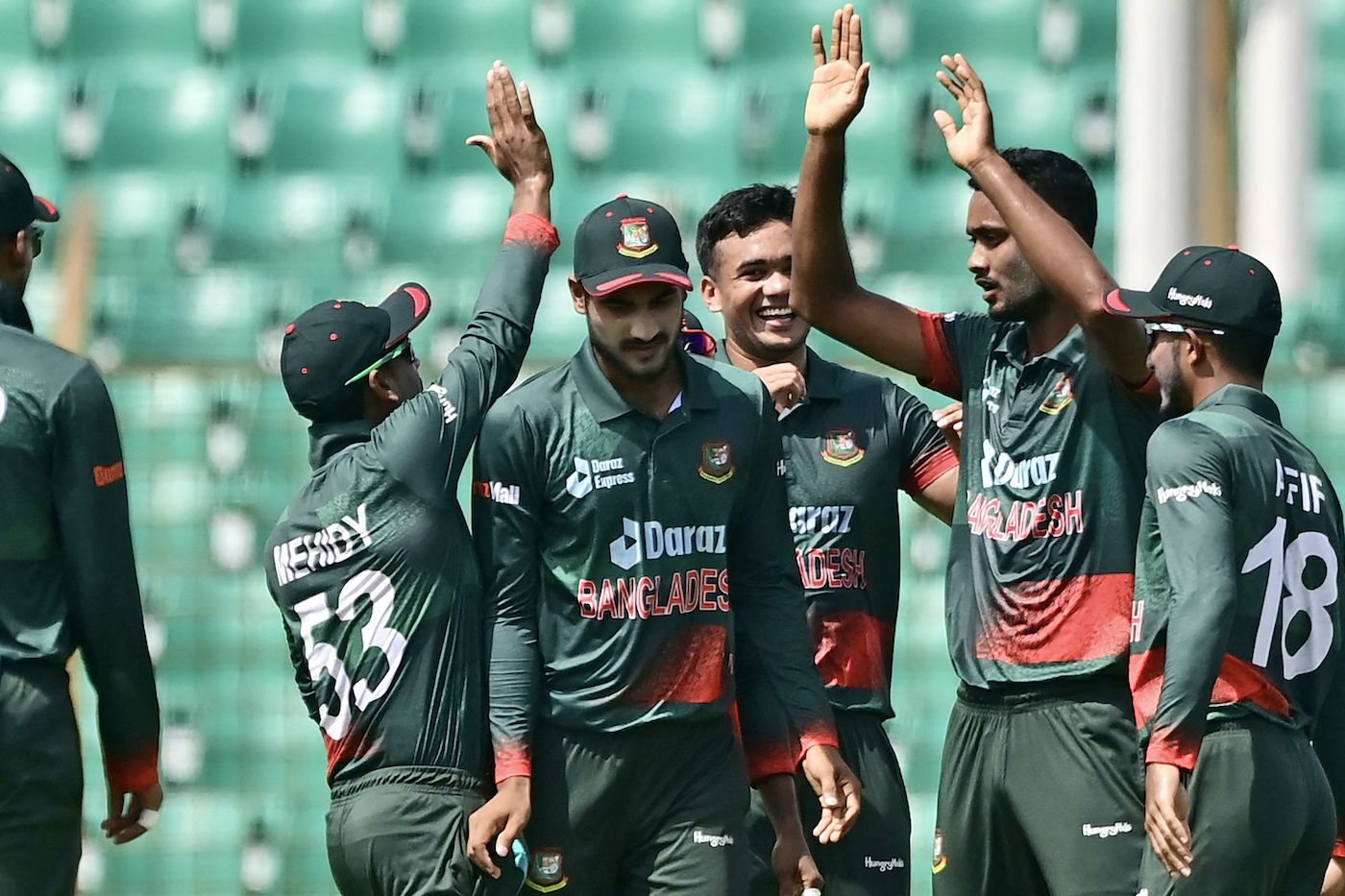 Shoriful Islam's new-ball spell was a cause of his team-mates' delight