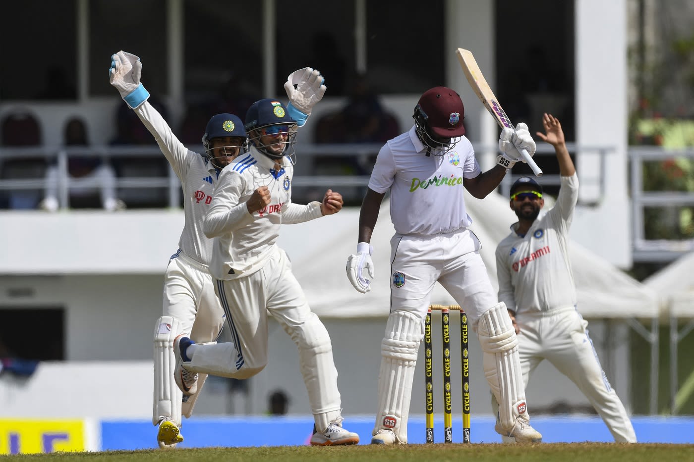 Raymon Reifer was trapped lbw by Ravindra Jadeja for 11